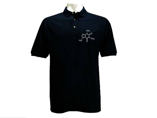 Caffeine molecule coffee addicted nerdy polo style t-shirt